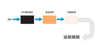 非膜法处理技术：SN耦合氧化+生化处理+深度处理